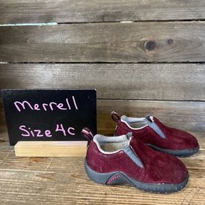 Childrens Little Kids Merrell Jungle Moc Burgundy Leather Comfort Shoes Size 4 C